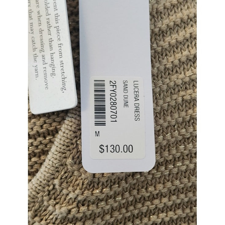 Soft Surroundings Sleeveless Khaki Knit Dress with Gold Accents Size Medium NWT