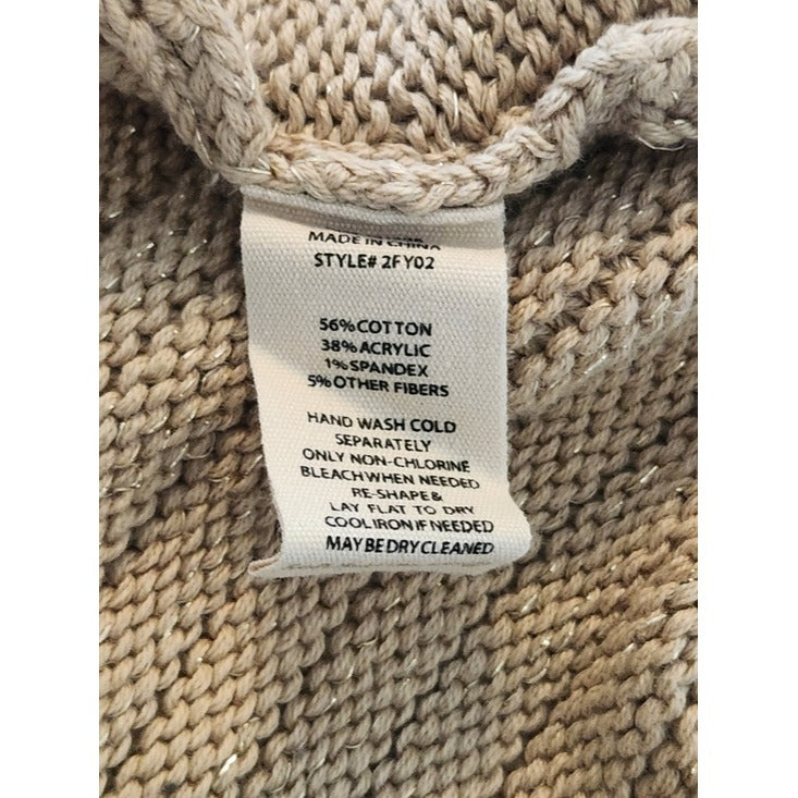 Soft Surroundings Sleeveless Khaki Knit Dress with Gold Accents Size Medium NWT