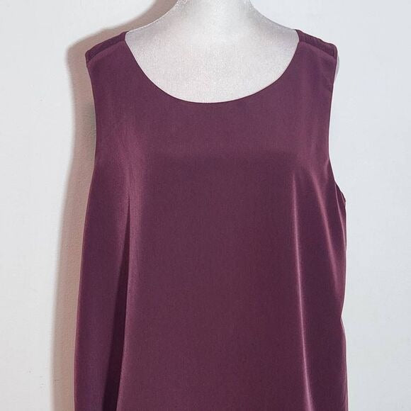 DG2 Diane Gilman Burgundy Tank Top with Sporty Stripes Size XL Oxblood Tank Top