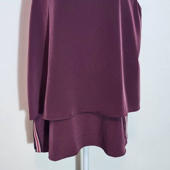 DG2 Diane Gilman Burgundy Tank Top with Sporty Stripes Size XL Oxblood Tank Top
