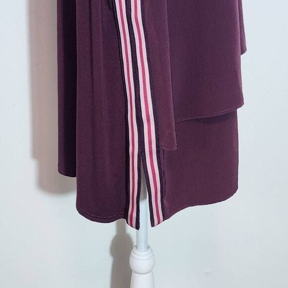 DG2 Diane Gilman Burgundy Tank Top with Sporty Stripes Size XL Oxblood Tank Top