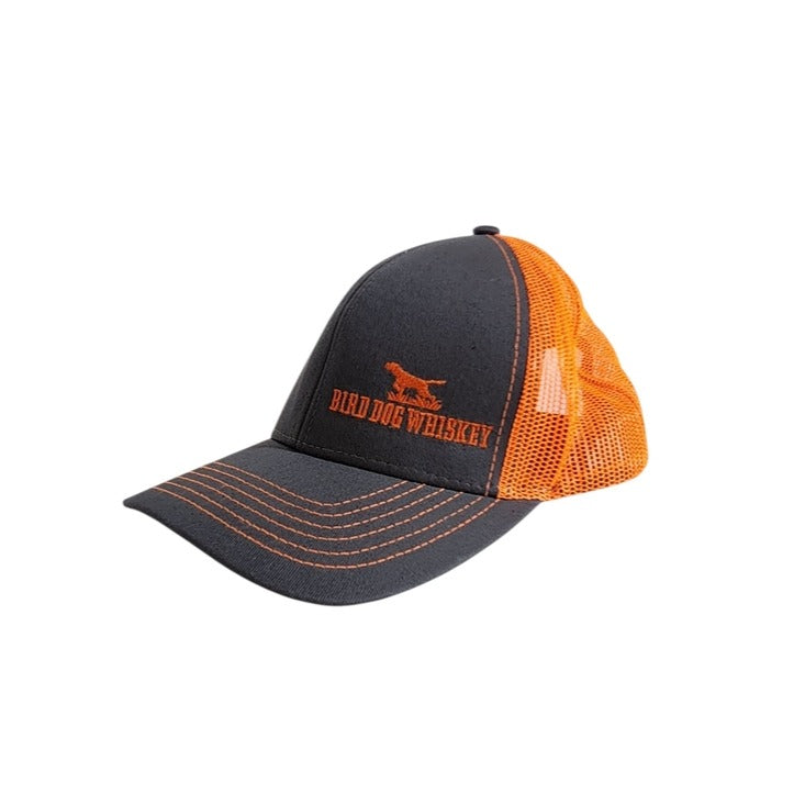 Bird Dog Whiskey Gray and Orange Logo Trucker Baseball Hat One Size