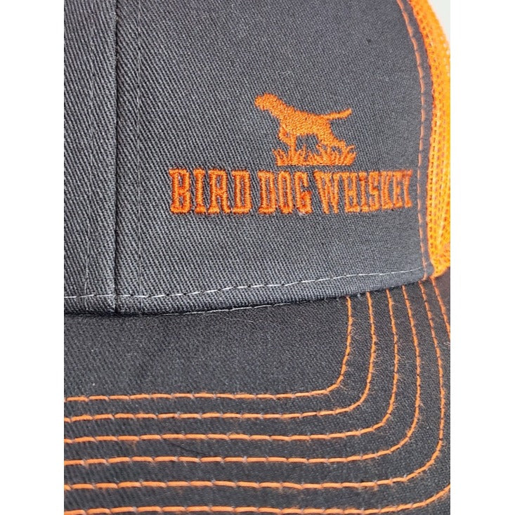 Bird Dog Whiskey Gray and Orange Logo Trucker Baseball Hat One Size