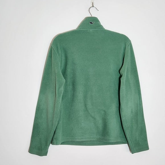Vineyard Vines Mens Green Fleece Quarter-Zip Pullover Size Small