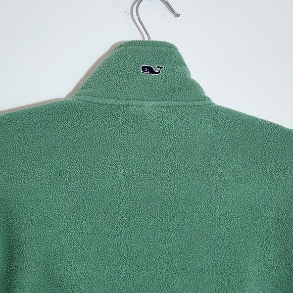 Vineyard Vines Mens Green Fleece Quarter-Zip Pullover Size Small