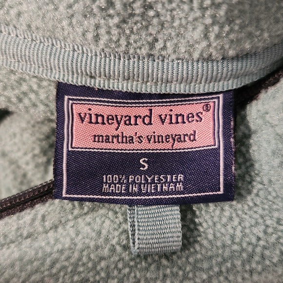 Vineyard Vines Mens Green Fleece Quarter-Zip Pullover Size Small
