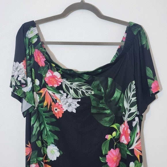 Vince Camuto Black Floral Off-the-Shoulder Blouse NWT Size XL Black Floral Top