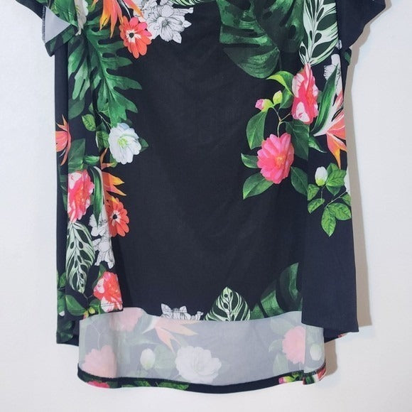 Vince Camuto Black Floral Off-the-Shoulder Blouse NWT Size XL Black Floral Top