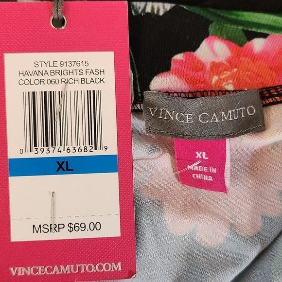 Vince Camuto Black Floral Off-the-Shoulder Blouse NWT Size XL Black Floral Top