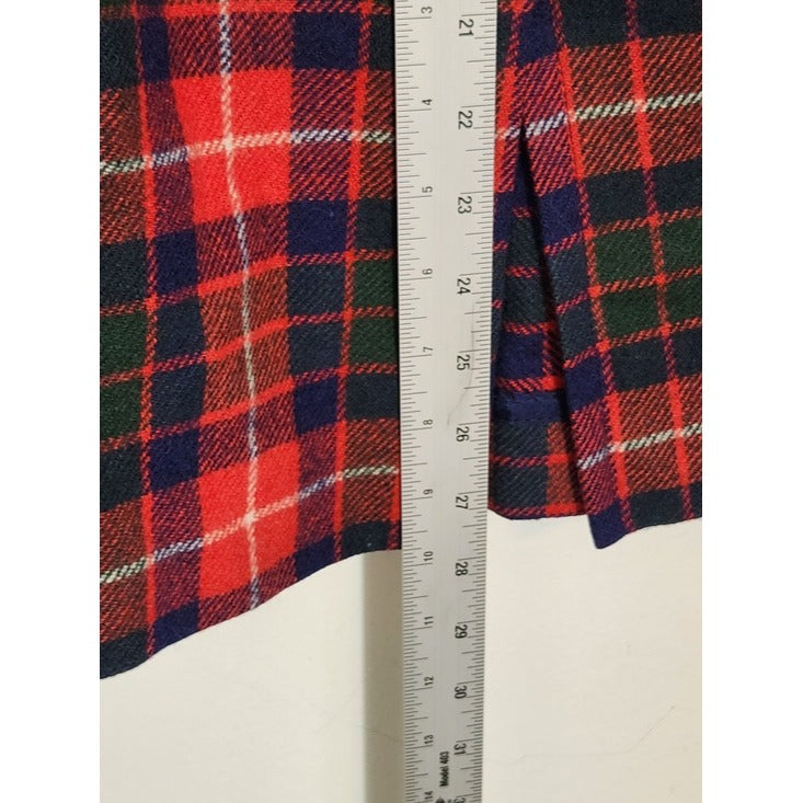 Prestige of Boston Vintage Red Tartan Plaid Wrap Midi Skirt Size 10 Flaw