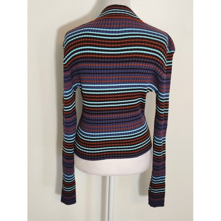 Madden NYC Multicolor Striped Ribbed Knit Crop Top Size Large