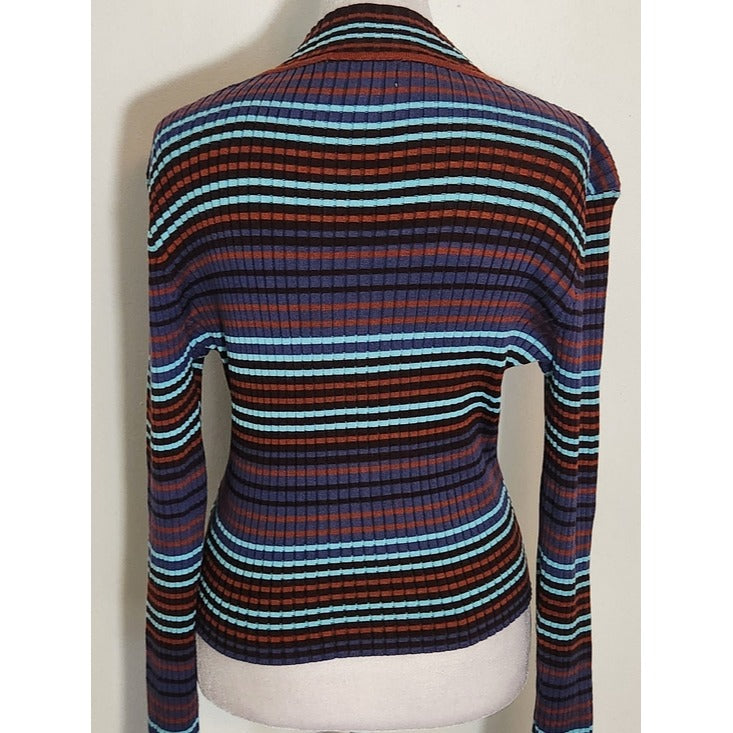 Madden NYC Multicolor Striped Ribbed Knit Crop Top Size Large