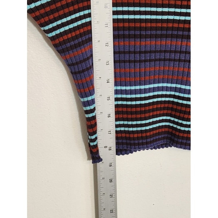 Madden NYC Multicolor Striped Ribbed Knit Crop Top Size Large