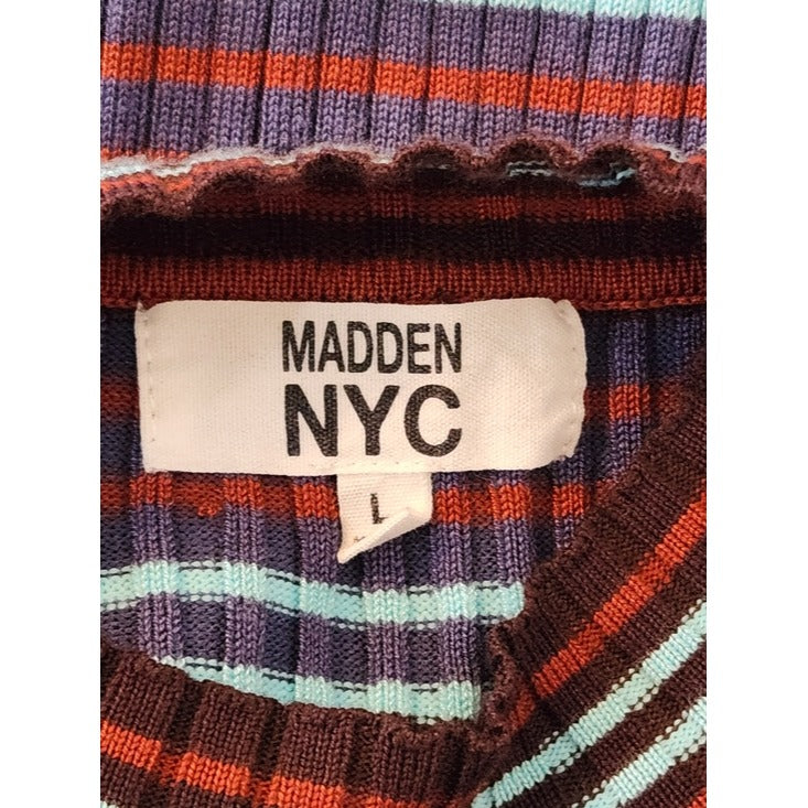 Madden NYC Multicolor Striped Ribbed Knit Crop Top Size Large