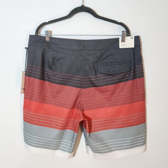 Goodfellow Red and Gray Swim Trunks Size 38, New