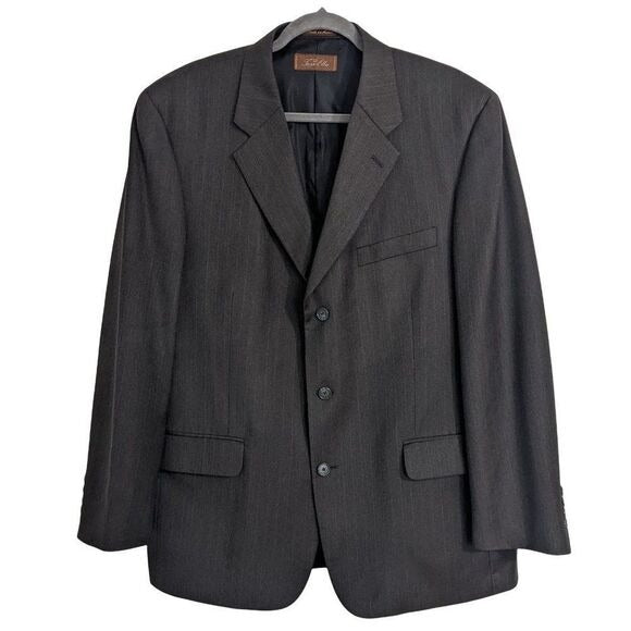 Tasso Elba Brown Pinstriped Sport Coat Size 44R Men's Brown Blazer