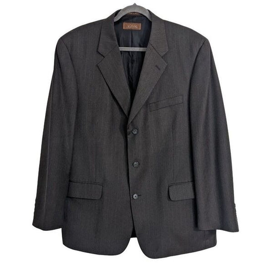 Tasso Elba Brown Pinstriped Sport Coat Size 44R Men's Brown Blazer