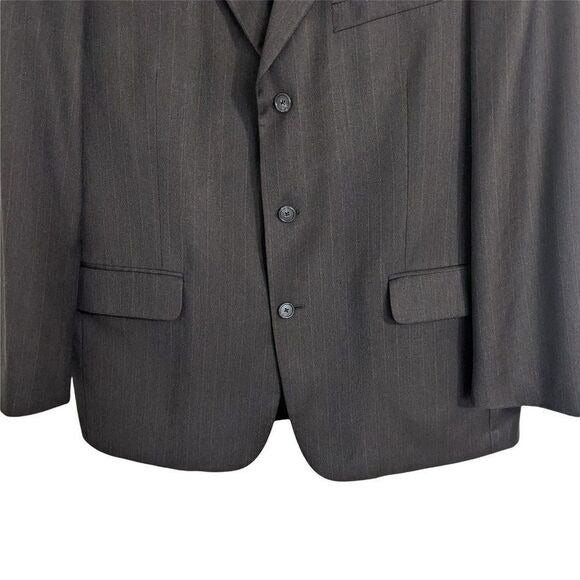 Tasso Elba Brown Pinstriped Sport Coat Size 44R Men's Brown Blazer