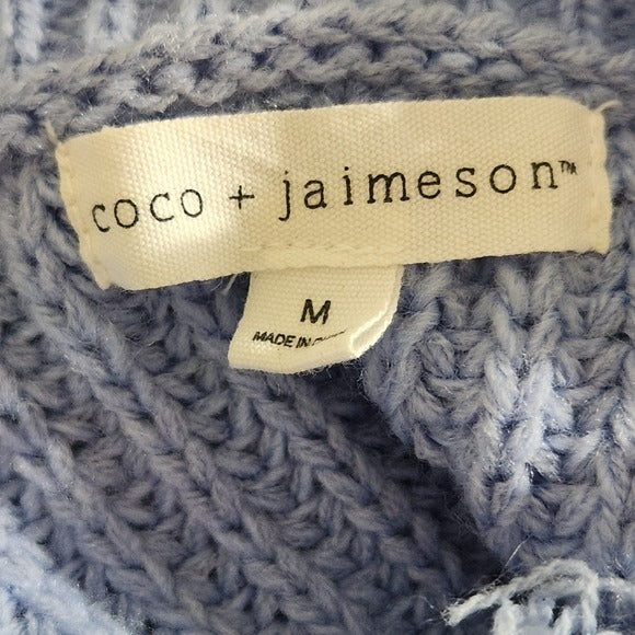 Coco + Jamieson Blue Striped Cropped Sweater with Frayed Hem Size Medium