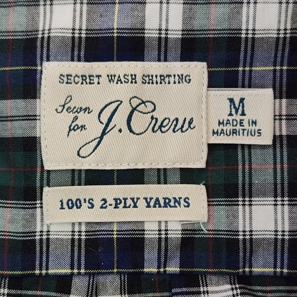 J. Crew Men's Navy Plaid Button-Down Shirt Size Medium Preppy Plaid Shirt