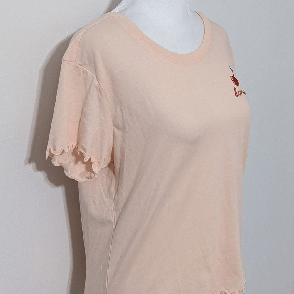 Love Tribe Cherry Bomb Light Pink Retro T-Shirt Size Medium Retro Babydoll Tee