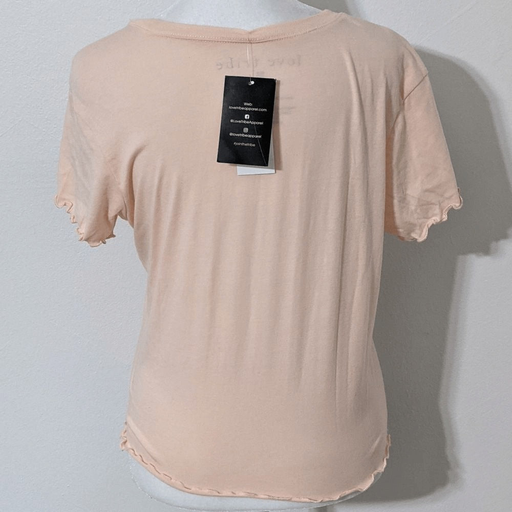 Love Tribe Cherry Bomb Light Pink Retro T-Shirt Size Medium Retro Babydoll Tee