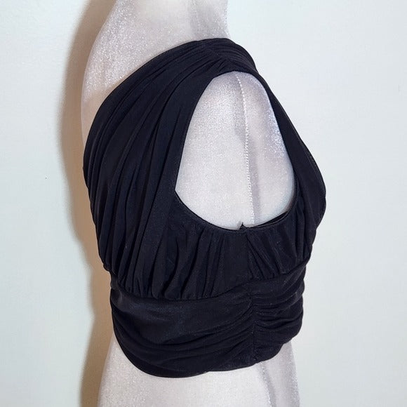 SHEIN Black One Shoulder Cropped Top Size Medium NWT