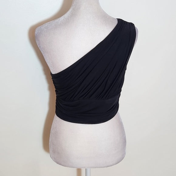 SHEIN Black One Shoulder Cropped Top Size Medium NWT