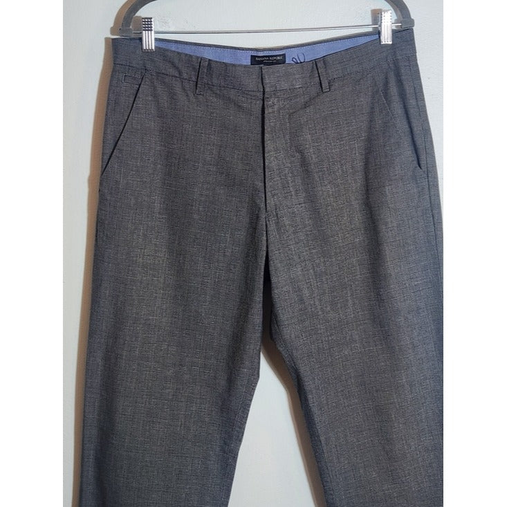 Banana Republic Men's Gray Plaid Straight Fit Pants Size 34 x 34