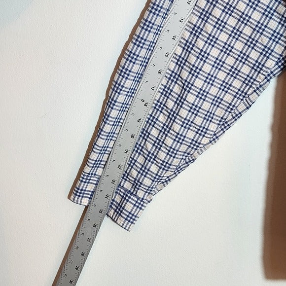 Orvis Trout Bum Blue and Orange Plaid Button Down Shirt Size XL