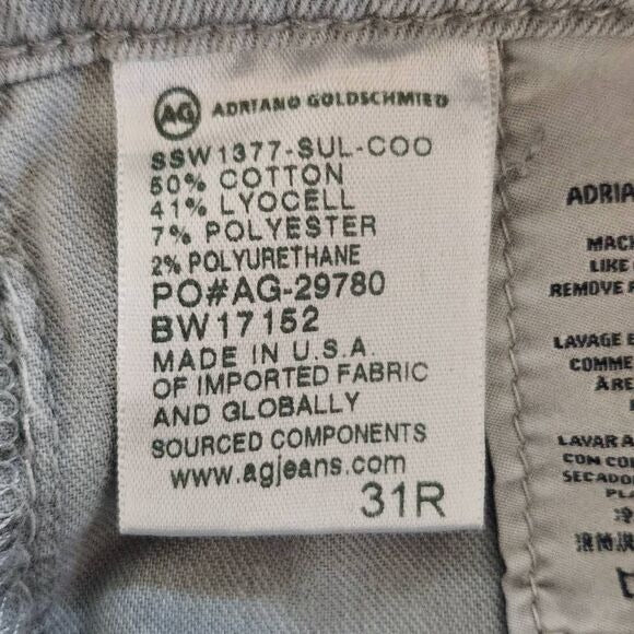 Adriano Goldschmied Gray The Stevie Ankle Jeans Size 31