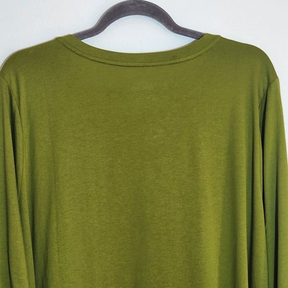 LOGO Principles by Lori Goldstein Green Knit Henley Top Size 3X NWOT