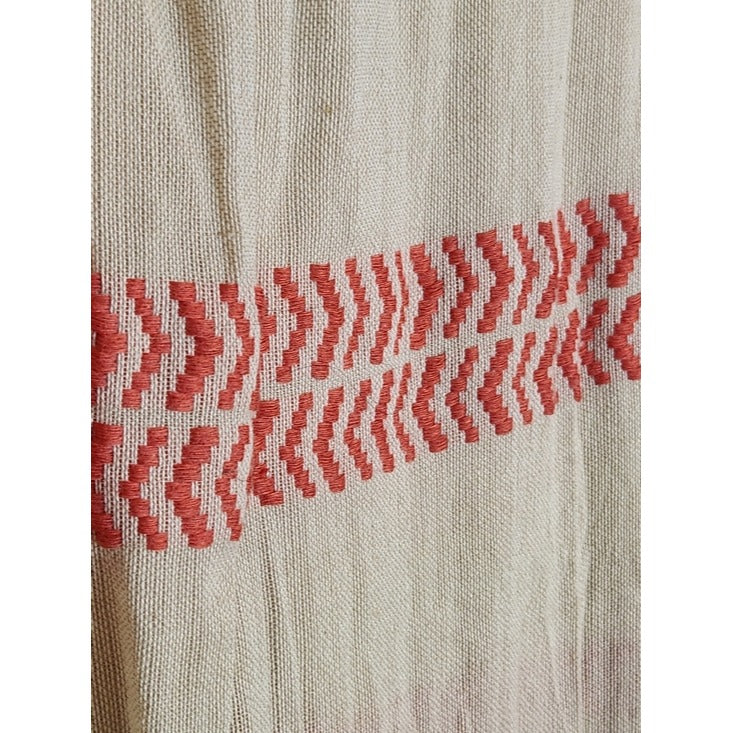 Beige and Coral Chevron Woven Fringe Scarf One Size