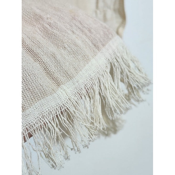 Beige and Coral Chevron Woven Fringe Scarf One Size