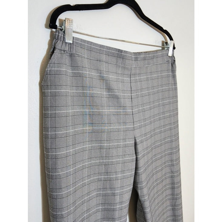 Nordstrom Rack Black and White Plaid Pull-On Ankle Pants Size Large