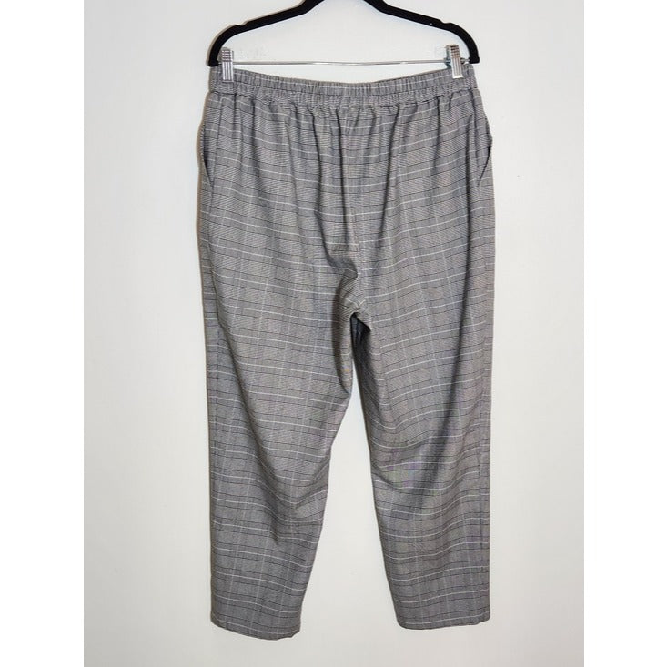 Nordstrom Rack Black and White Plaid Pull-On Ankle Pants Size Large