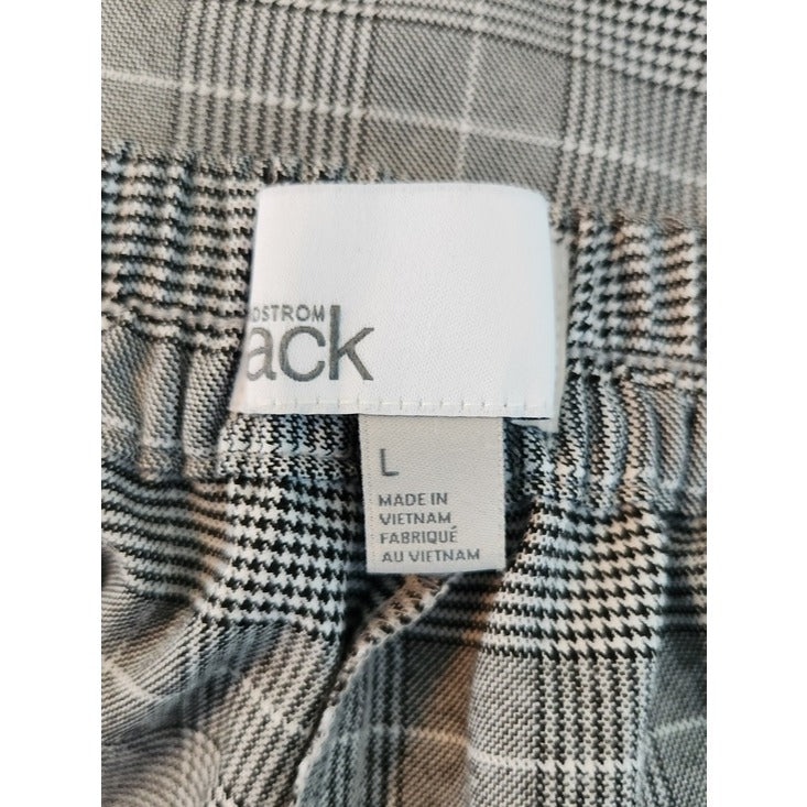 Nordstrom Rack Black and White Plaid Pull-On Ankle Pants Size Large
