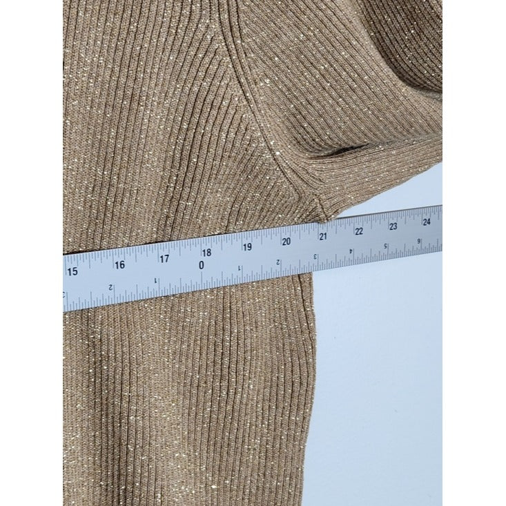 Jeanne Pierre Gold Ribbed Knit Turtleneck Sweater Size 2X