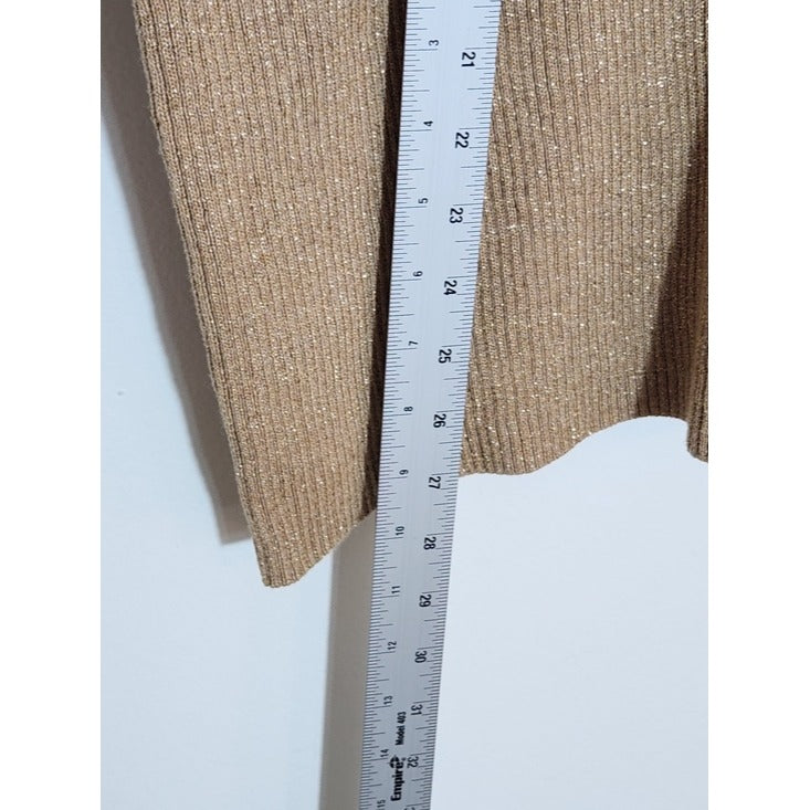 Jeanne Pierre Gold Ribbed Knit Turtleneck Sweater Size 2X