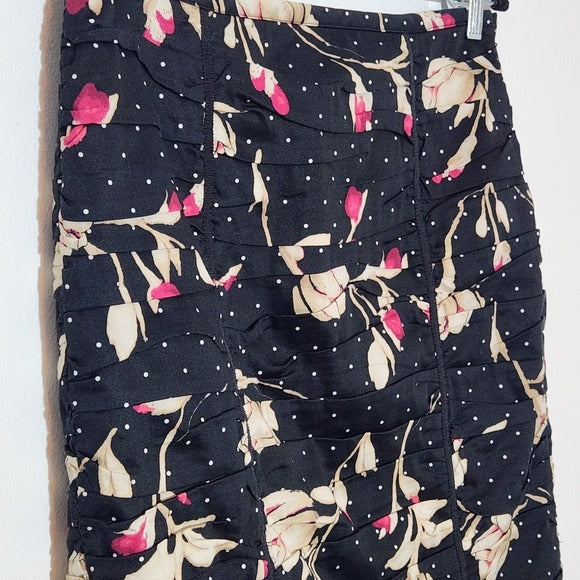White House Black Market Black Floral Print Pencil Skirt Size 8