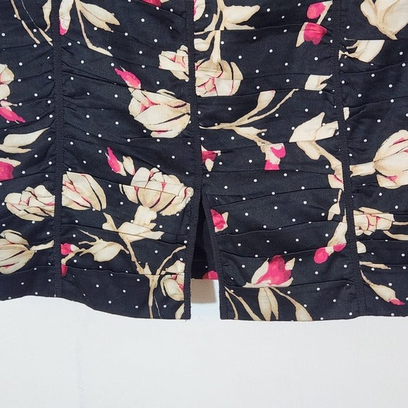 White House Black Market Black Floral Print Pencil Skirt Size 8