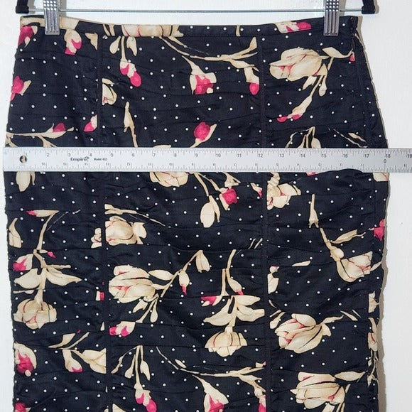 White House Black Market Black Floral Print Pencil Skirt Size 8