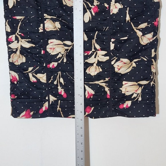 White House Black Market Black Floral Print Pencil Skirt Size 8