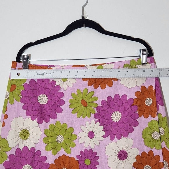 Princess Highway Linen Blend Pink Floral Wrap Mini Skirt Size 16, New