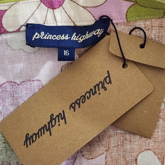 Princess Highway Linen Blend Pink Floral Wrap Mini Skirt Size 16, New