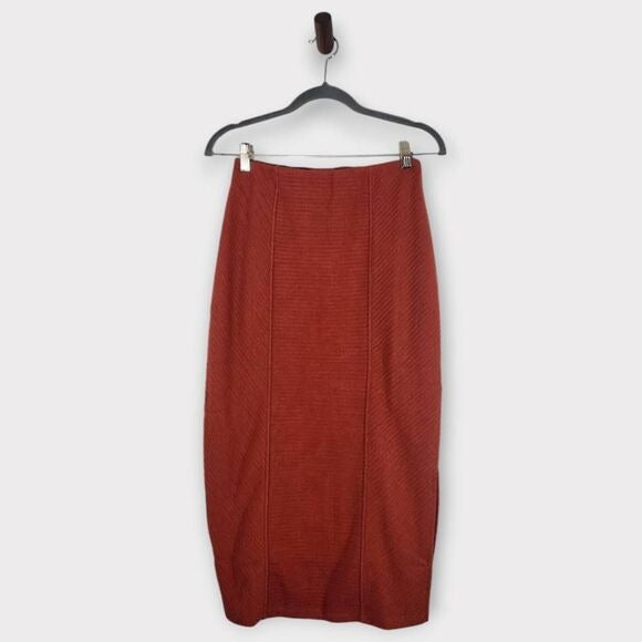 Band of the Free Orange Knit Midi Pencil Skirt Size Small Rust Pencil Skirt, New