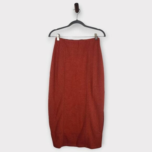 Band of the Free Orange Knit Midi Pencil Skirt Size Small Rust Pencil Skirt, New