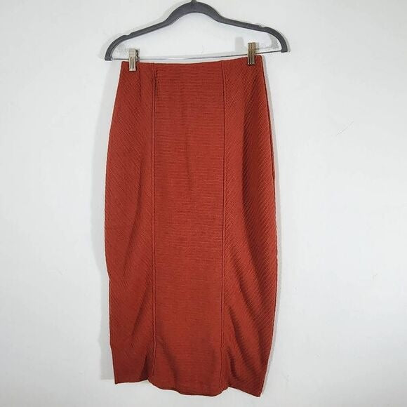 Band of the Free Orange Knit Midi Pencil Skirt Size Small Rust Pencil Skirt, New