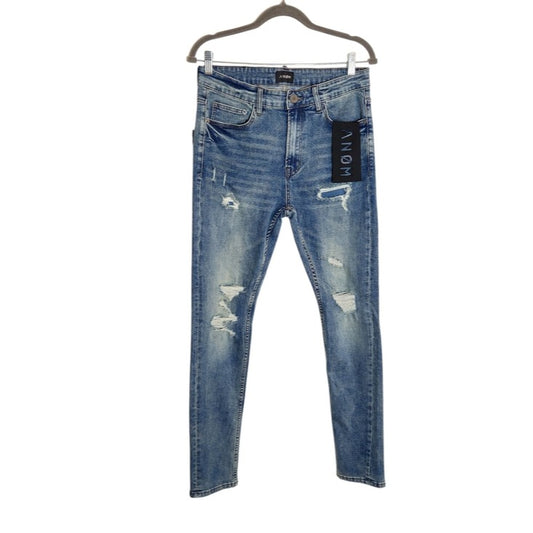 ANOM Mens Vintage Blue Distressed Skinny Jeans NWT Size 32