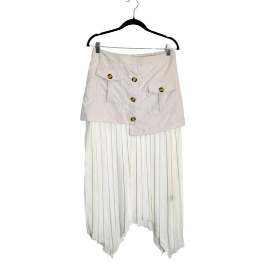 Fusionista Cream Layered Cargo Maxi Skirt Size Large NWT